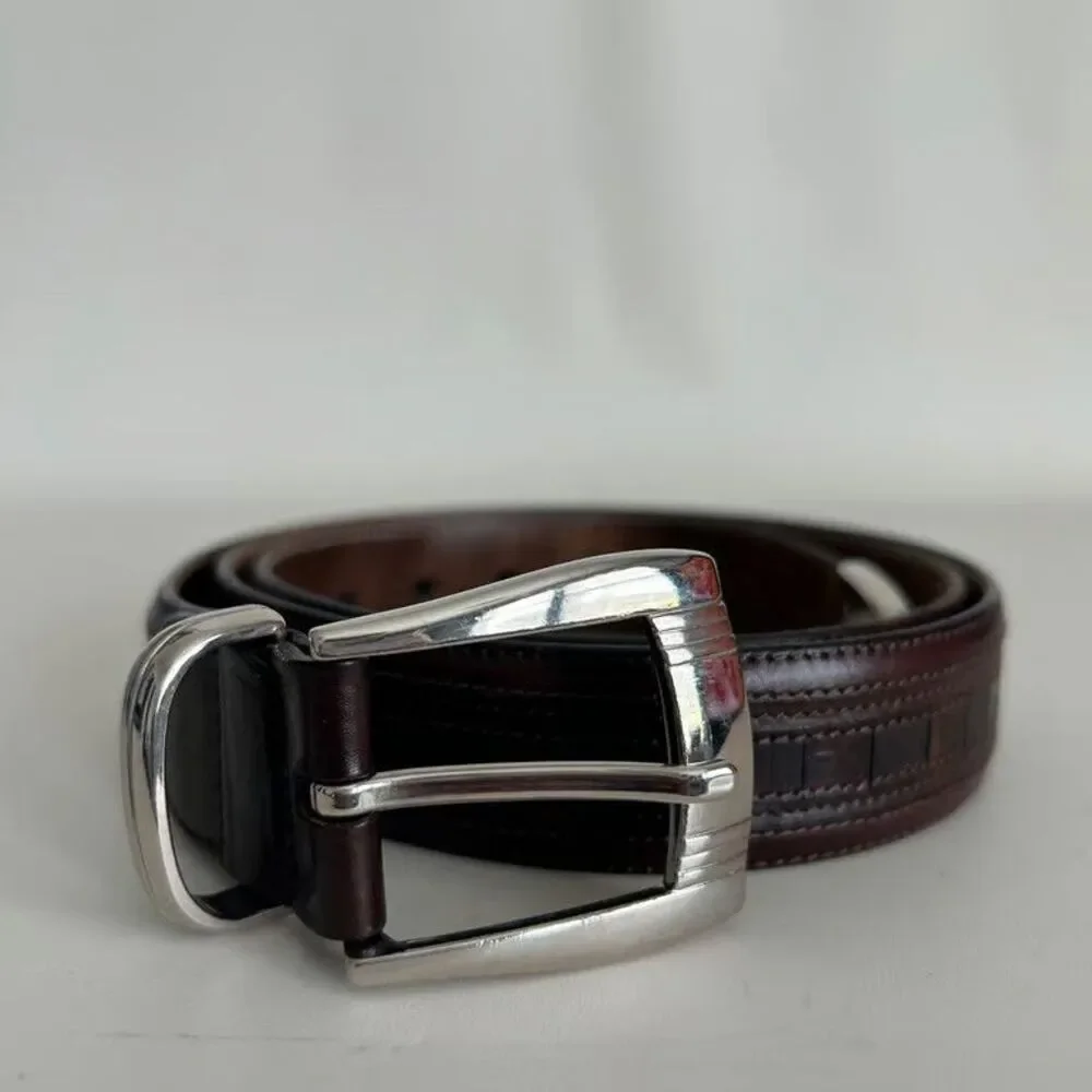 Mezlan Genuine Crocodile Belt Mens Size 38 Dark Brown Exotic Skin Made in Spain